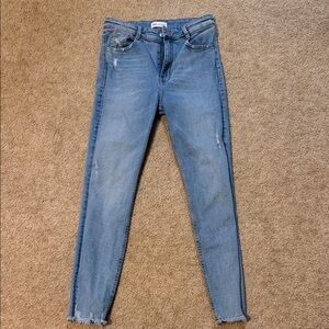Zara Light Blue Skinny Jeans with Frayed Hem